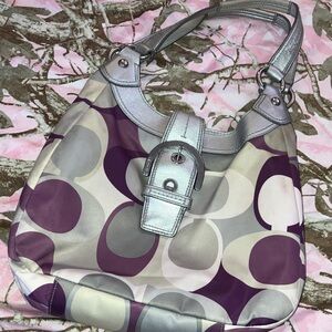 Coach Print Plum and Silver